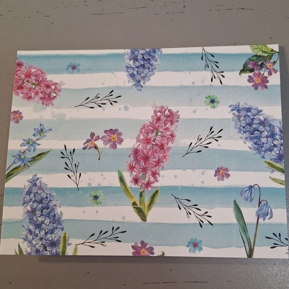 Floral Striped Blank Notecards
